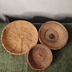 Hand Crafted Brown Accents Woven Baskets